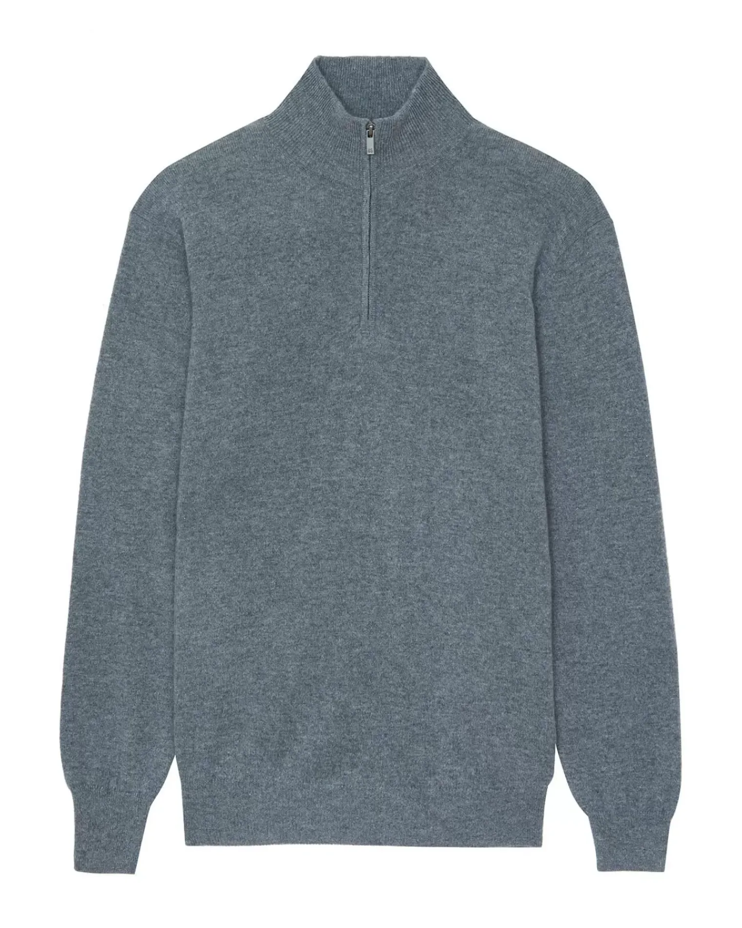 Kujten Sweaters & Sweatshirts>Plain Turtleneck Cashmere Man Sweater With Elbow Patches Gris Flanelle