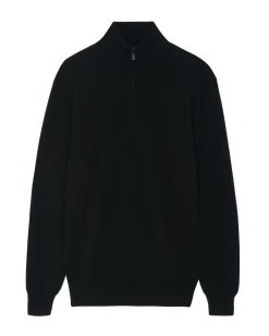 Kujten Sweaters & Sweatshirts>Plain Turtleneck Cashmere Man Sweater With Elbow Patches Noir