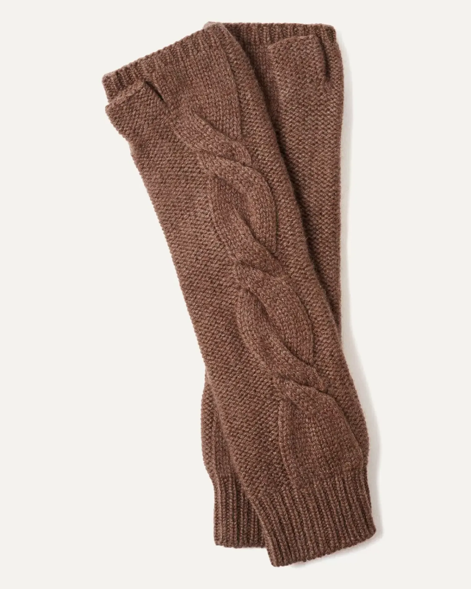 Kujten Gloves & Mittens>Plain Twisted Cashmere Mittens Marron Glace