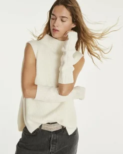 Kujten Gloves & Mittens>Plain Twisted Cashmere Mittens, 8-Threads Blanc