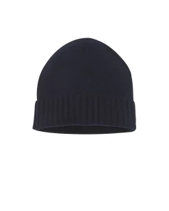 Kujten Hats & Headbands>Plain Unisex Cashmere Hat, 6-Threads Bleu Marine Fonce