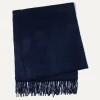 Kujten Scarves & Snoods>Plain Woven Cashmere Scarf Bleu Marine Fonce