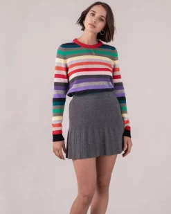 Kujten Dresses & Skirts>Pleated Cashmere Skirt Gris Flanelle