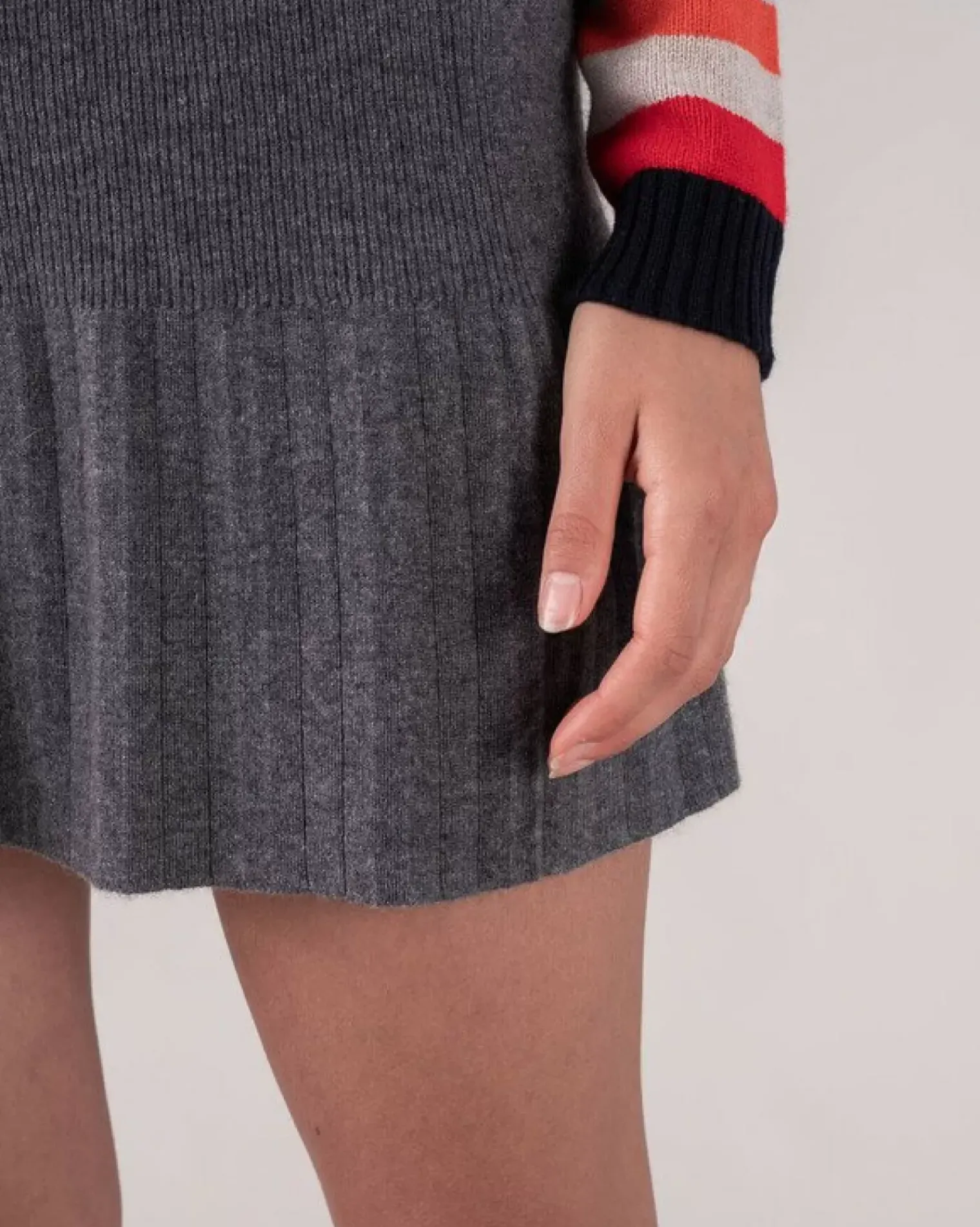 Kujten Dresses & Skirts>Pleated Cashmere Skirt Gris Flanelle