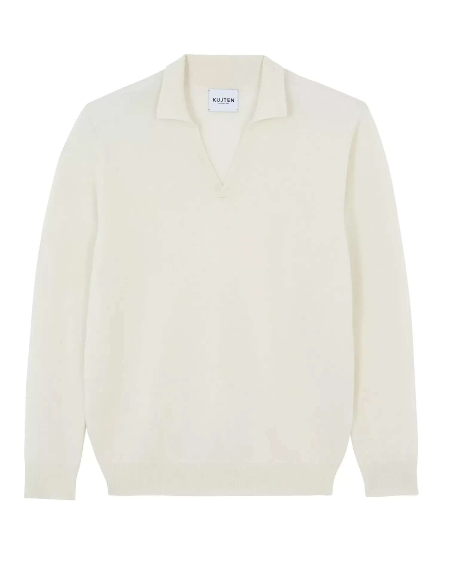 Kujten Sweaters & Sweatshirts>Polo Collar Cashmere Sweater Blanc