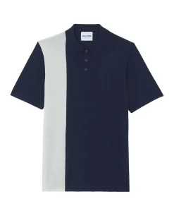 Kujten Sweaters & Sweatshirts>Polo Collar Silk-Cashmere Sweater Bleu Marine Fonce
