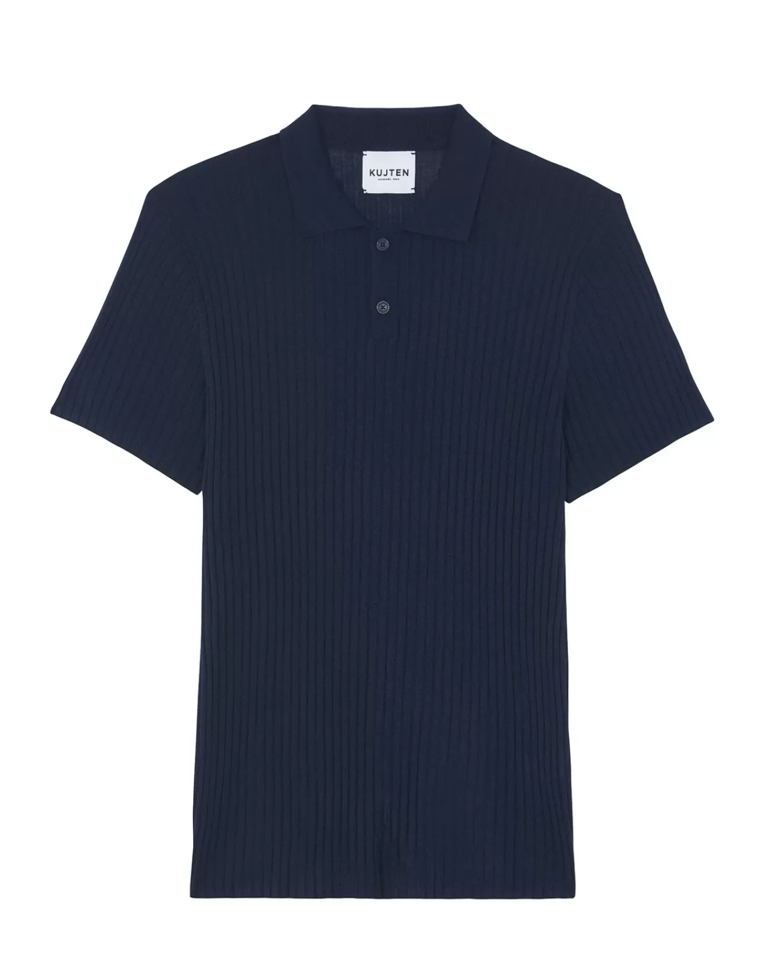 Kujten Sweaters & Sweatshirts>Polo Collar Silk-Cashmere Sweater Bleu Marine Fonce