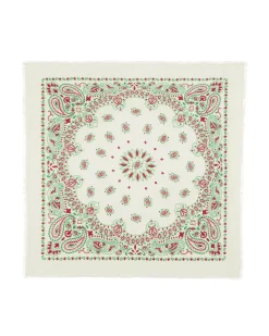 Kujten Scarves & Snoods>Printed Cashmere Large Bandana, 2-Threads Rouge Tomato