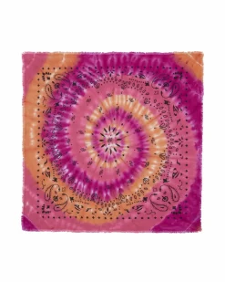 Kujten Scarves & Snoods>Printed Tie & Dye Cashmere Large Bandana, 2-Threads Rose Neon