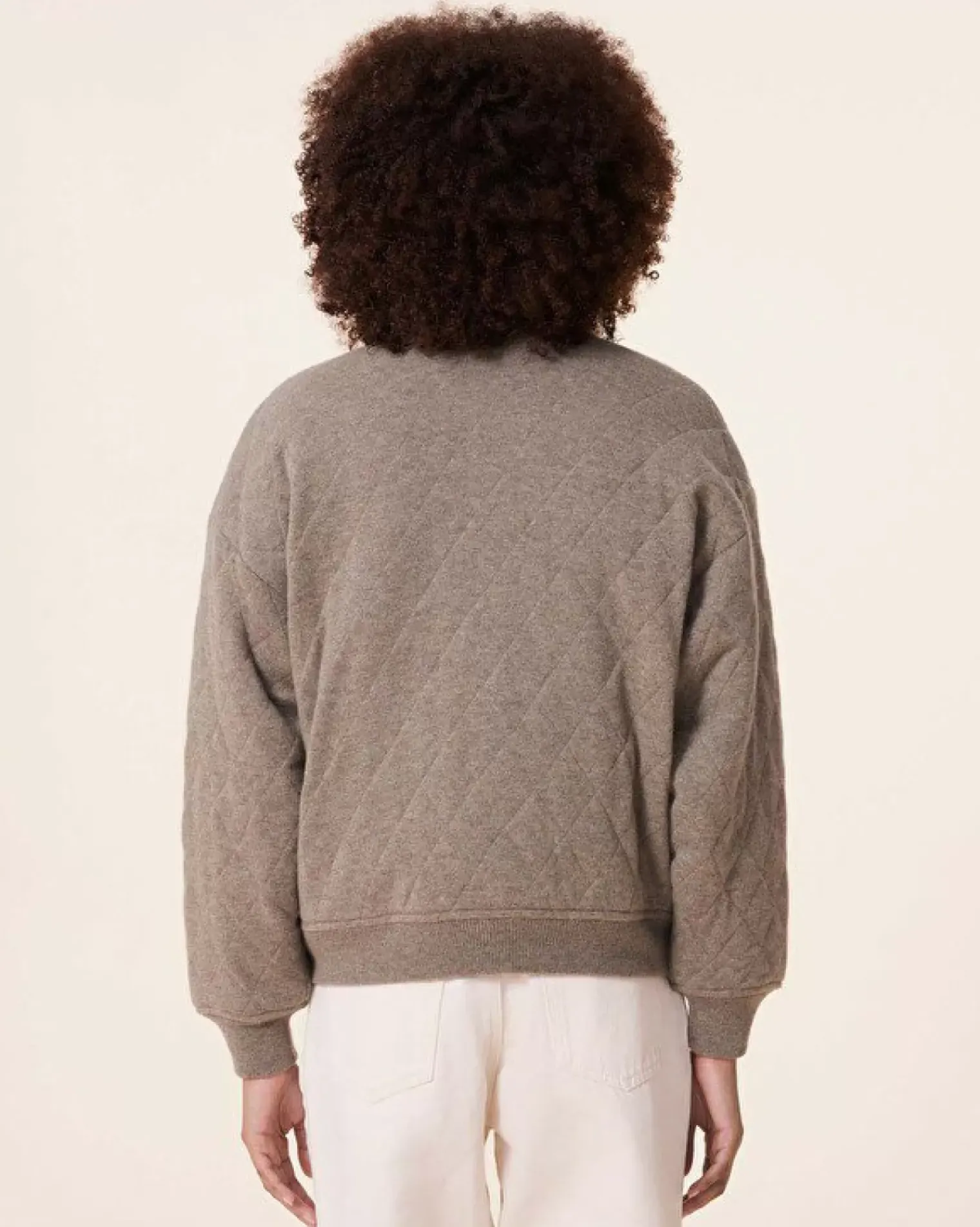 Kujten Coats>Quilted Cashmere Bomber Jacket, 2-Threads Kaki Chine