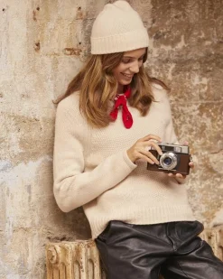 Kujten Sweaters & Sweatshirts>Raglan Round Neck Cashmere Sweater Vanille