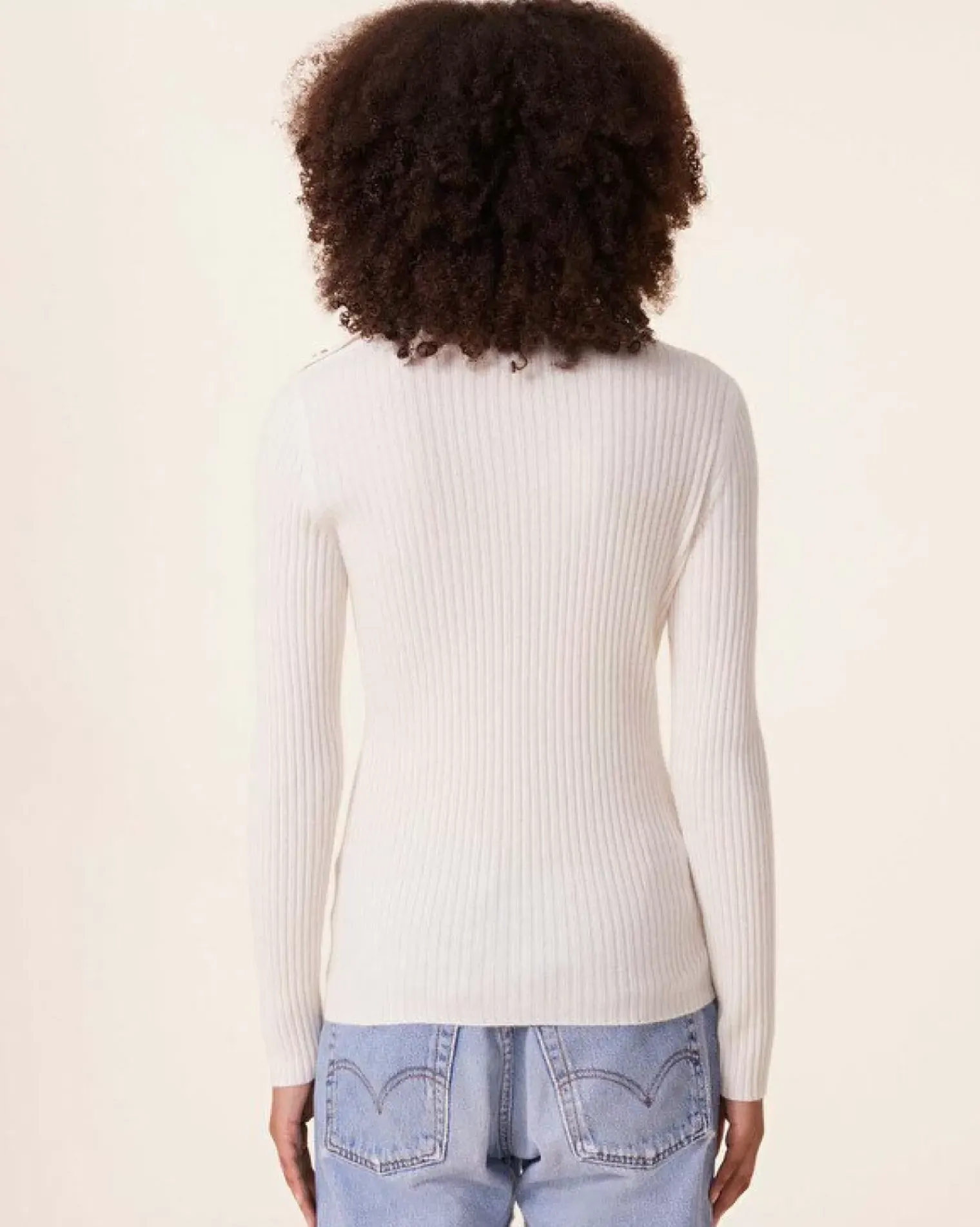 Kujten Sweaters & Sweatshirts>Ribbed Turtleneck Cashmere Sweater, 2-Threads Blanc