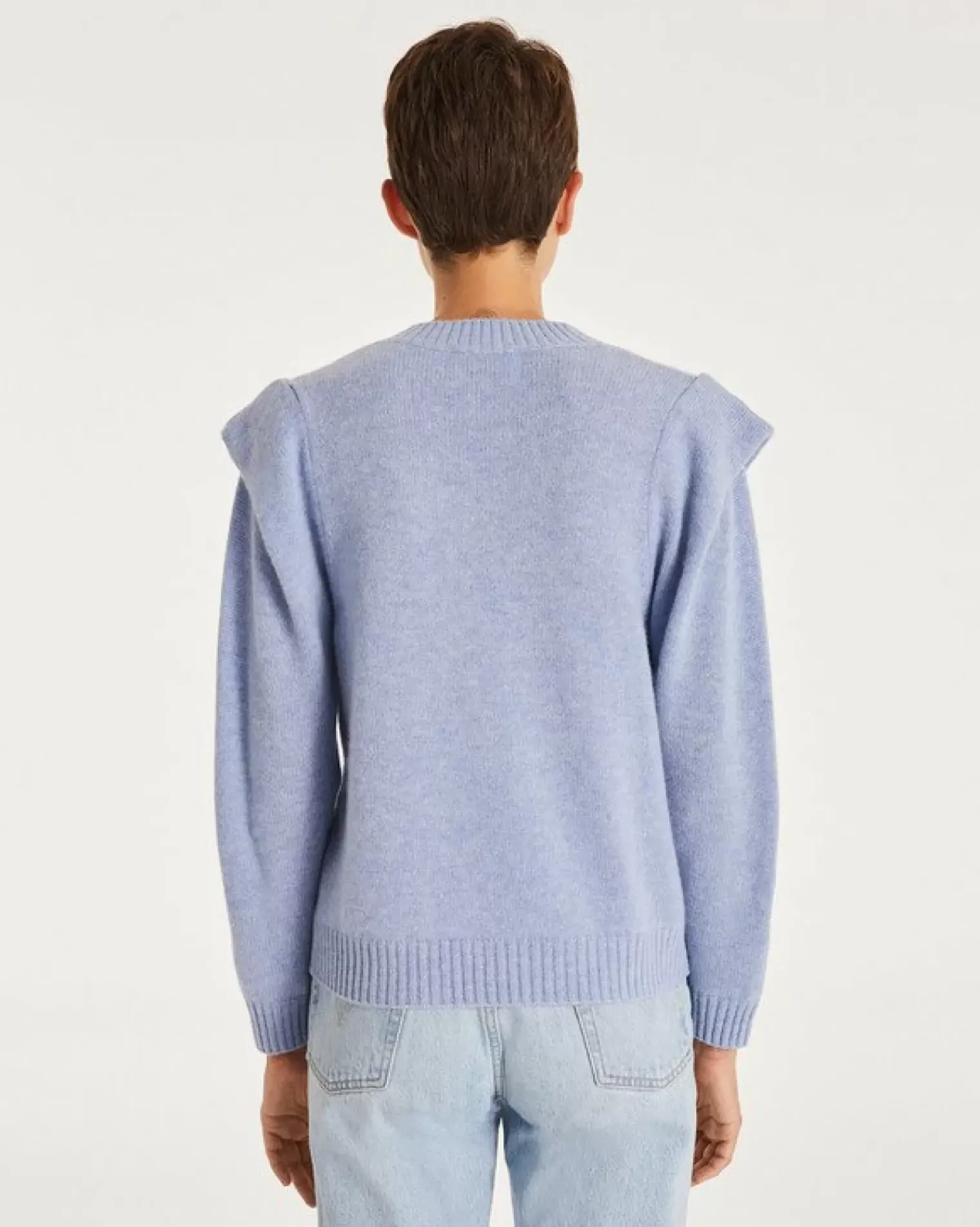 Kujten Sweaters & Sweatshirts>Round Neck Cashmere Shoulder Pad Sweater Bleu Jeans