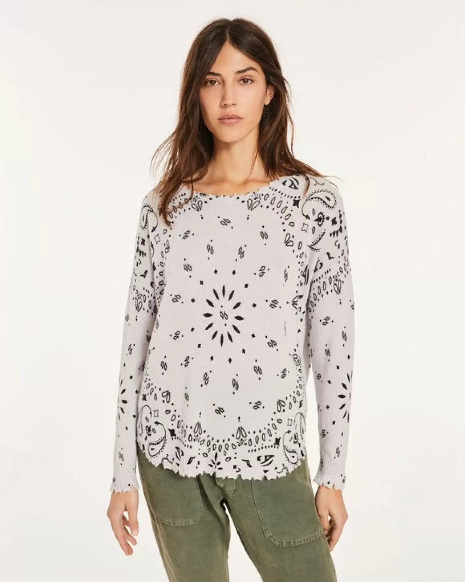 Kujten Sweaters & Sweatshirts>Round Neck Cashmere Sweater Parme Chine