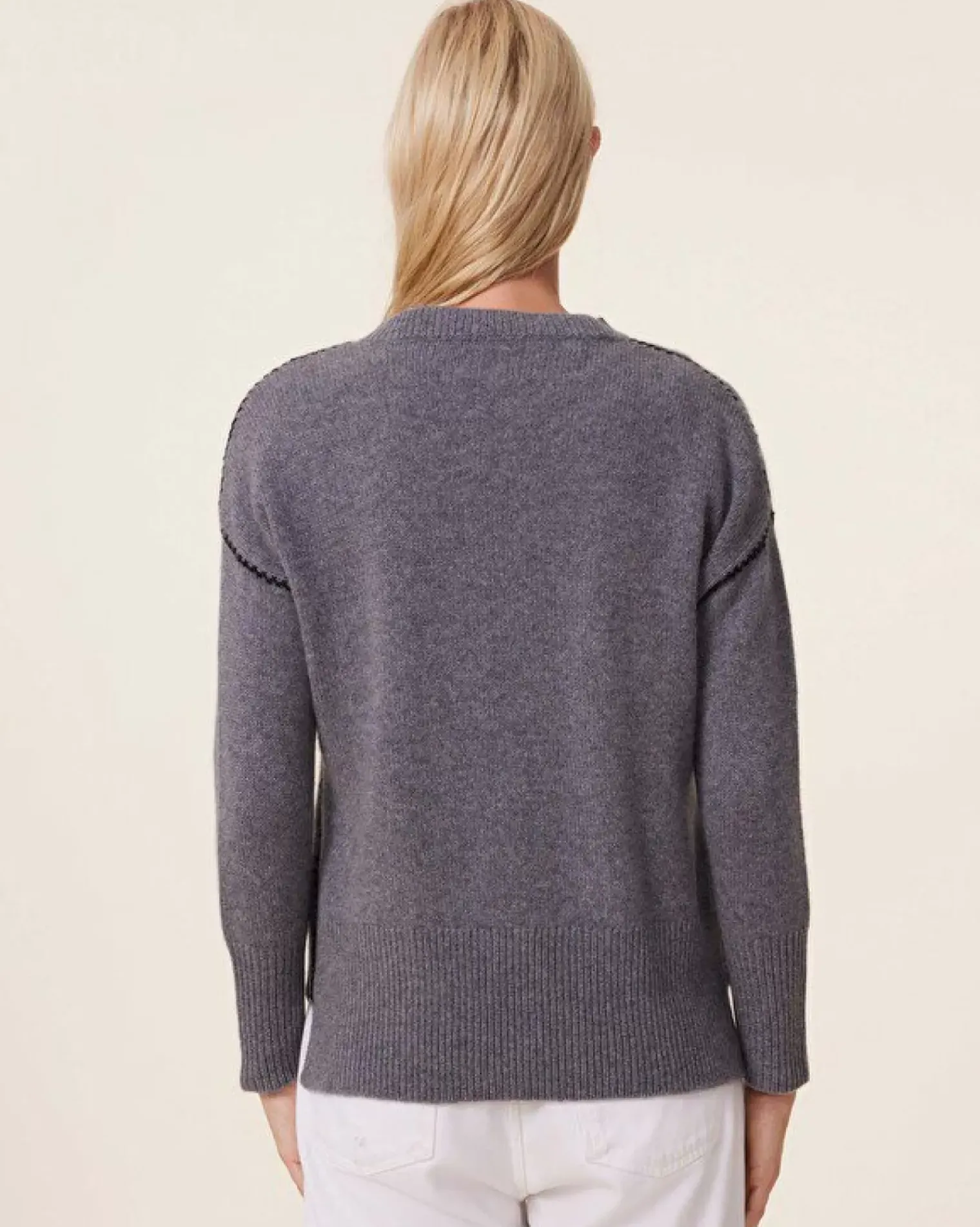 Kujten Sweaters & Sweatshirts>Round Neck Cashmere Sweater, 6-Threads Gris Flanelle