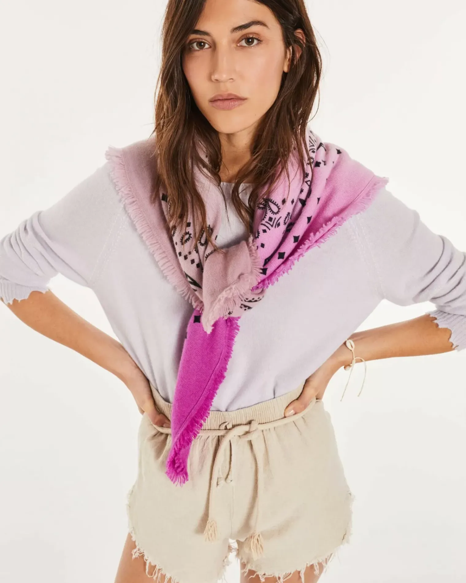Kujten Sweaters & Sweatshirts>Round Neck Cashmere Sweater Parme Chine