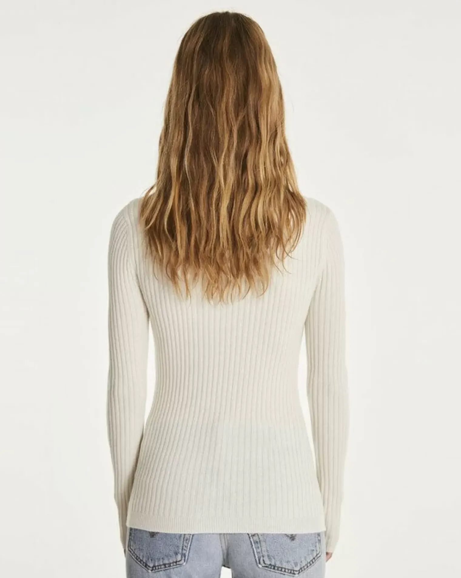 Kujten Sweaters & Sweatshirts>Round Neck Cashmere Sweater, 2-Threads Blanc