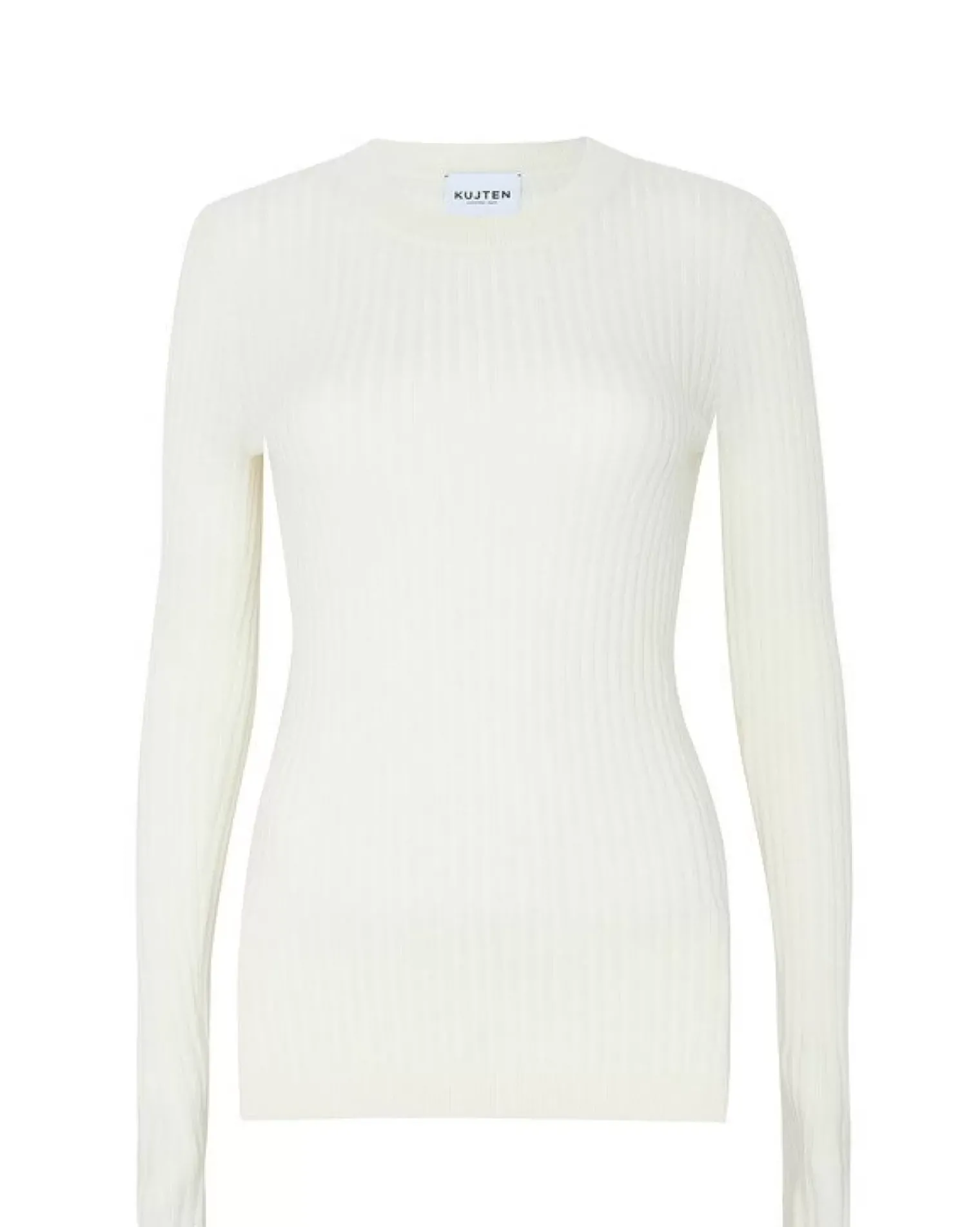 Kujten Sweaters & Sweatshirts>Round Neck Cashmere Sweater, 2-Threads Blanc