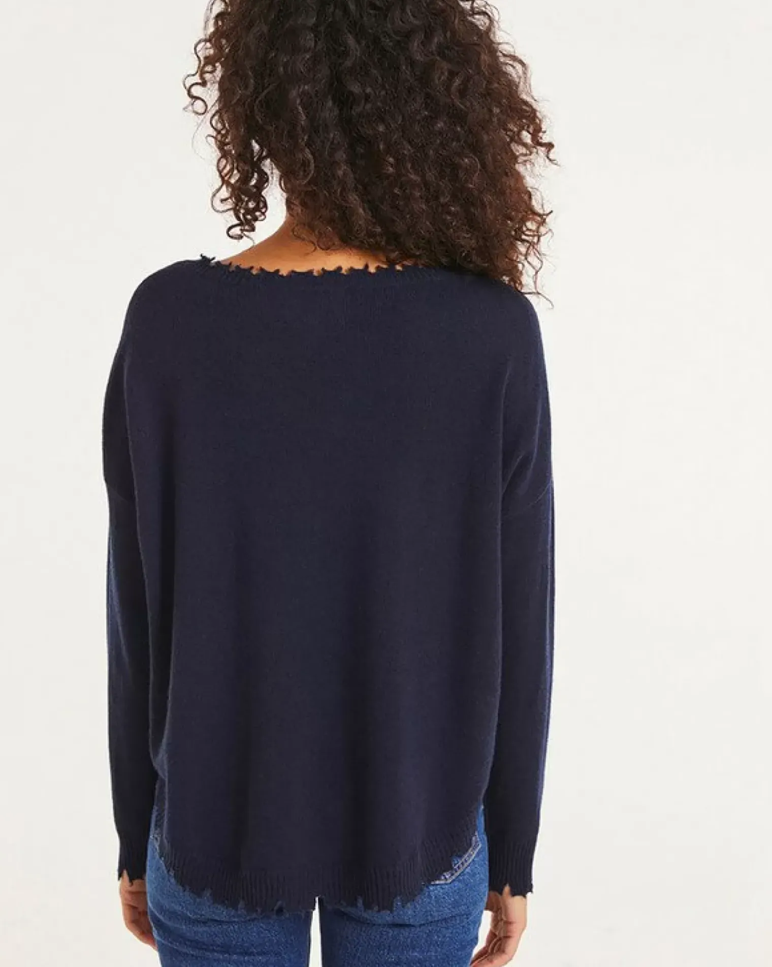 Kujten Sweaters & Sweatshirts>Round Neck Cashmere Sweater, 2-Threads Bleu Marine Fonce
