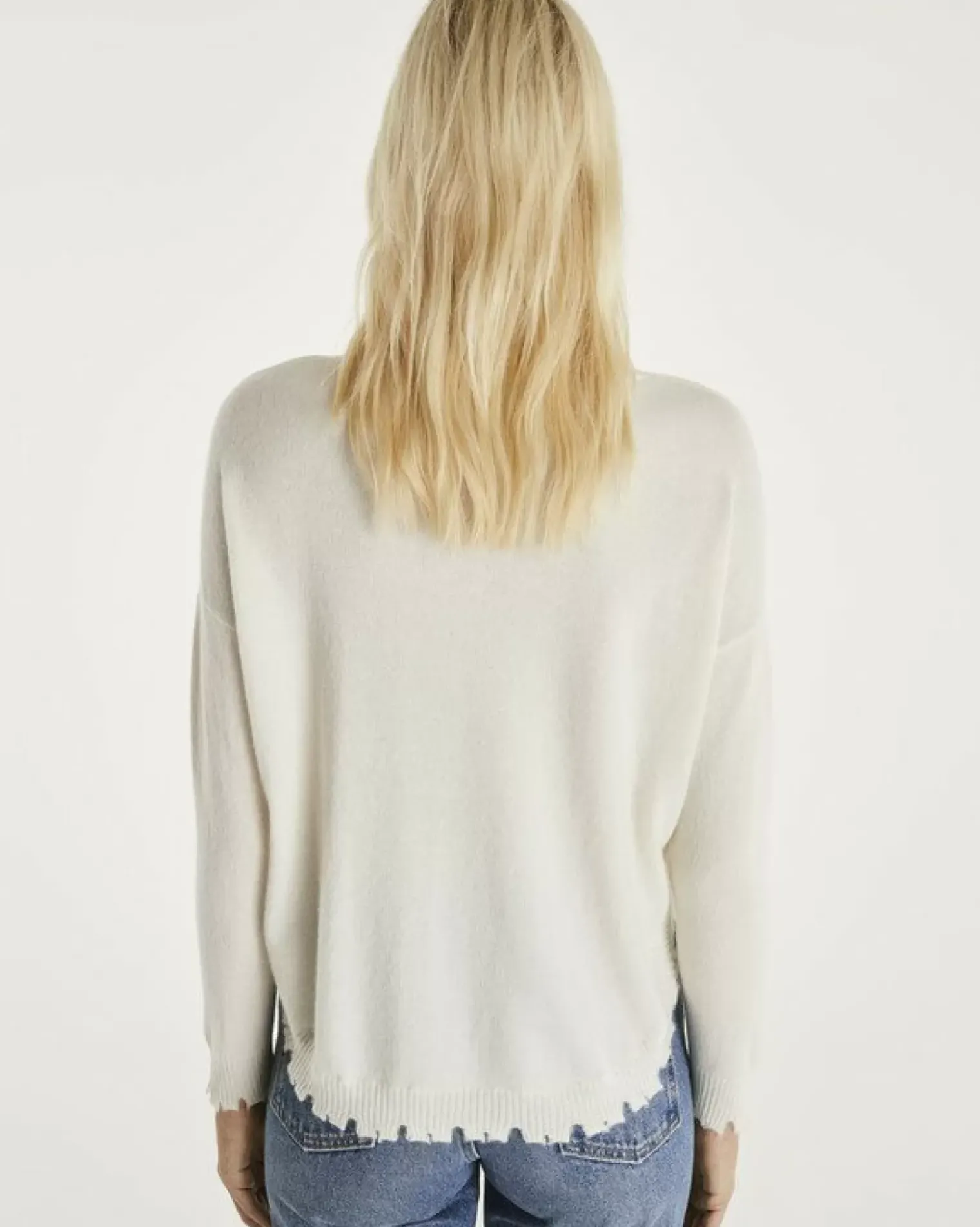 Kujten Sweaters & Sweatshirts>Round Neck Cashmere Sweater, 2-Threads Blanc
