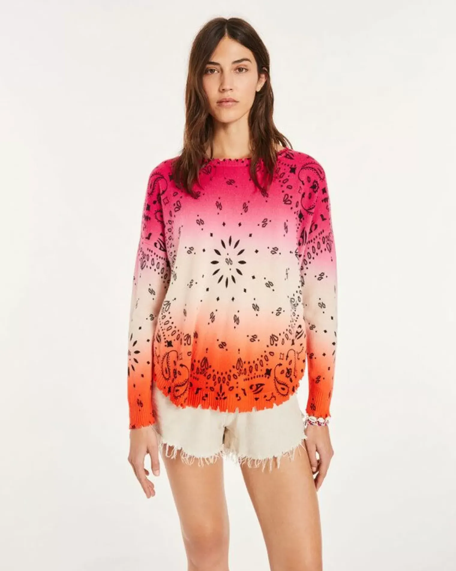 Kujten Sweaters & Sweatshirts>Round Neck Cashmere Sweater Rose Fluo