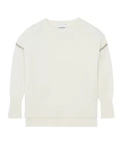Kujten Sweaters & Sweatshirts>Round Neck Cashmere Sweater, 6-Threads Blanc