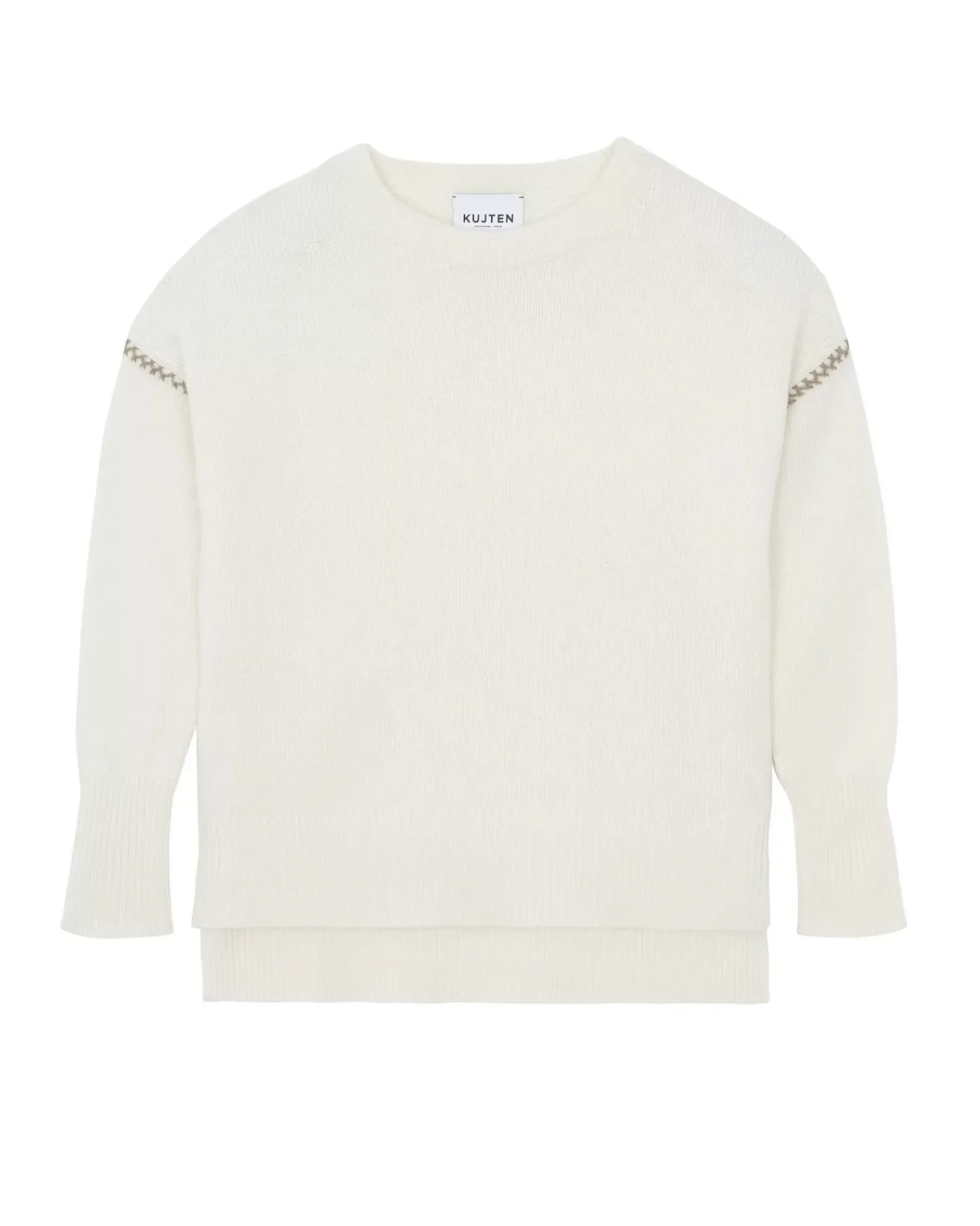Kujten Sweaters & Sweatshirts>Round Neck Cashmere Sweater, 6-Threads Blanc