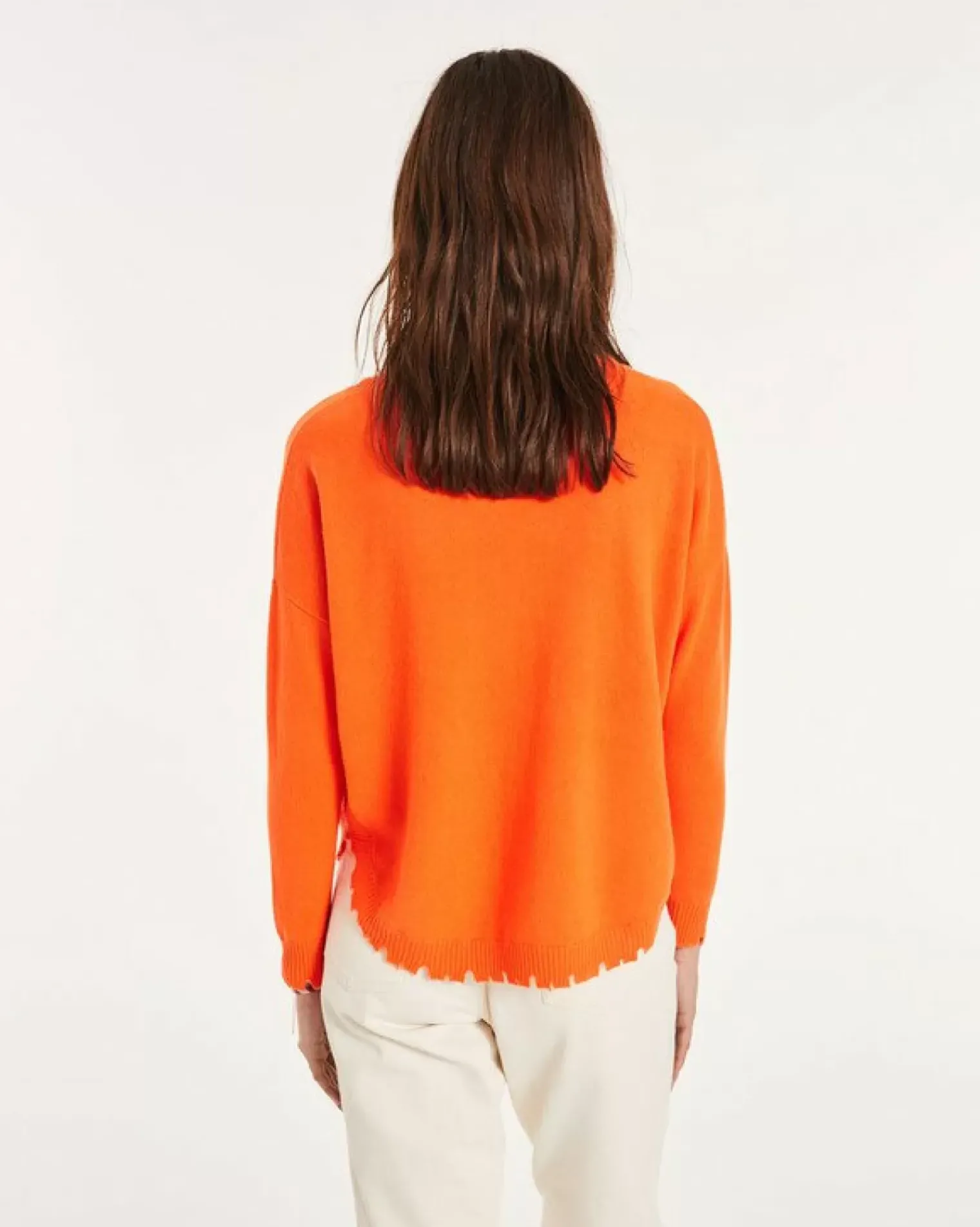 Kujten Sweaters & Sweatshirts>Round Neck Cashmere Sweater Orange Fluo