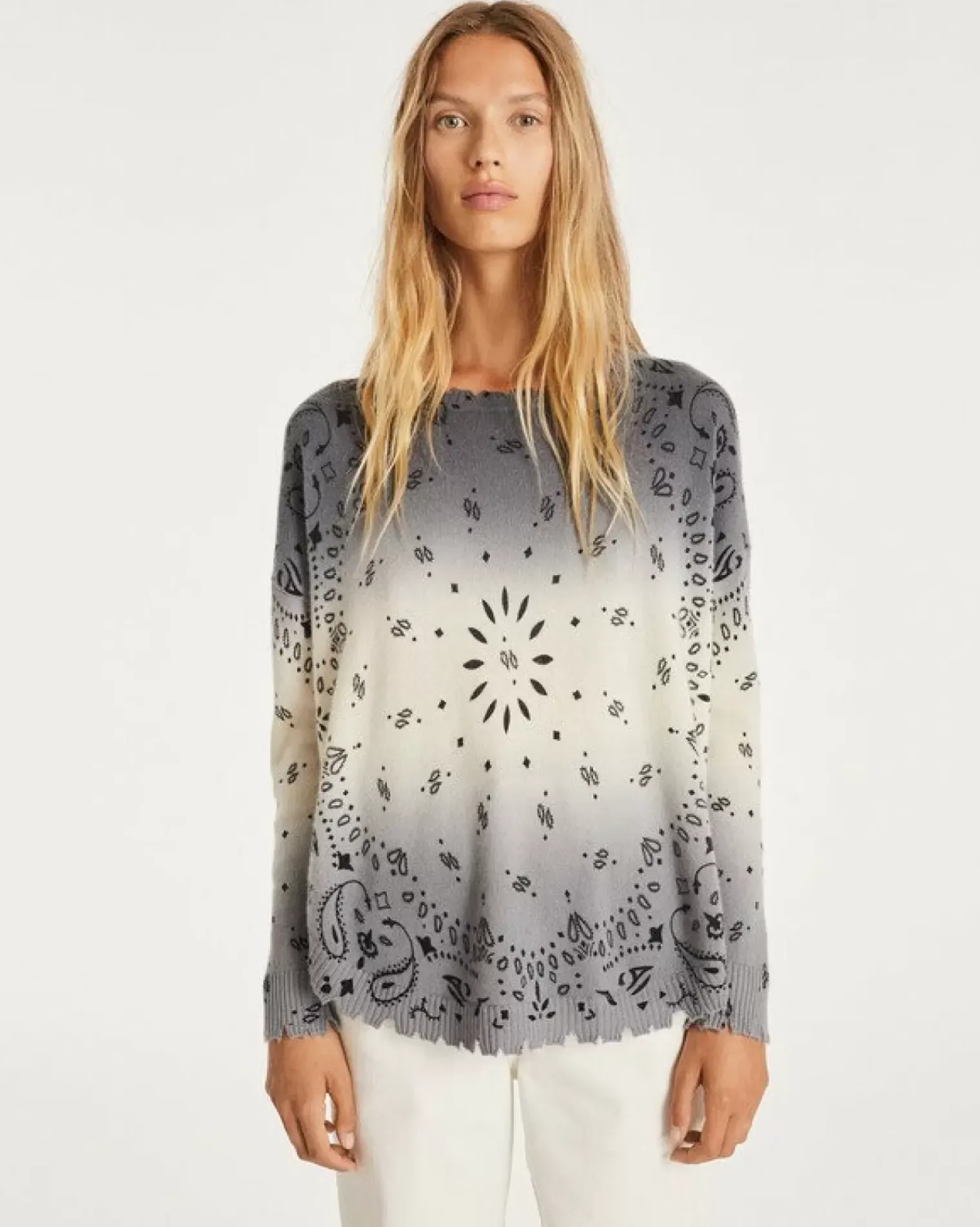 Kujten Sweaters & Sweatshirts>Round Neck Cashmere Sweater, 2-Threads Blanc
