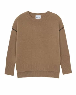 Kujten Sweaters & Sweatshirts>Round Neck Cashmere Sweater, 6-Threads Camelo
