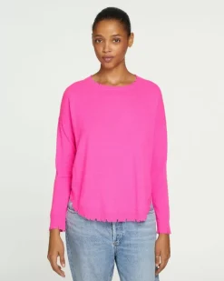 Kujten Sweaters & Sweatshirts>Round Neck Cashmere Sweater, 2-Threads Rose Neon