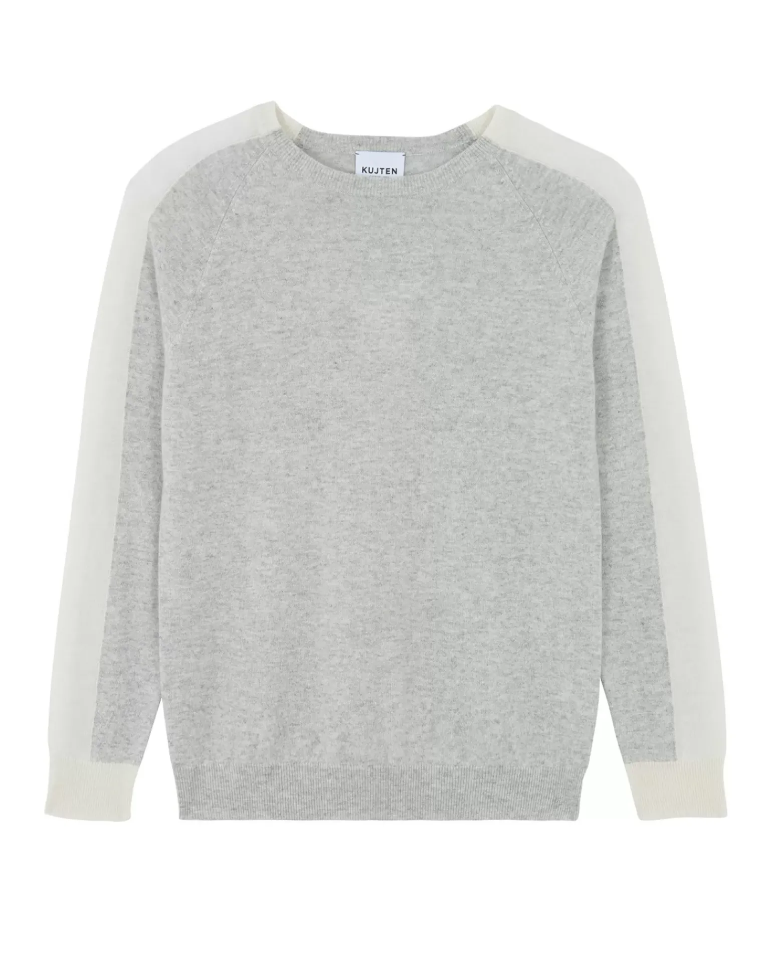 Kujten Sweaters & Sweatshirts>Round Neck Colorblock Cashmere Sweater Gris Bouleau