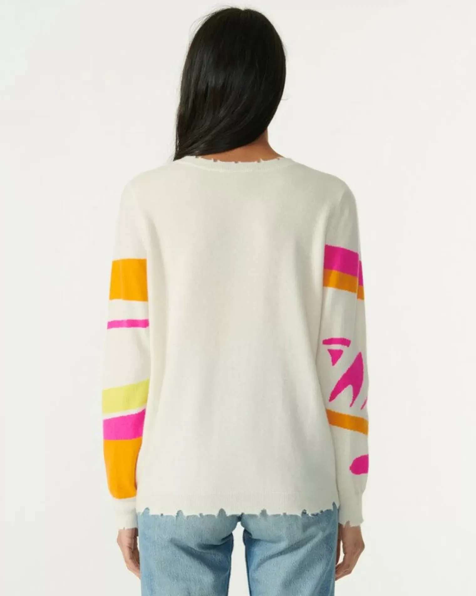Kujten Sweaters & Sweatshirts>Round Neck Intarsia Cashmere Sweater Marigold