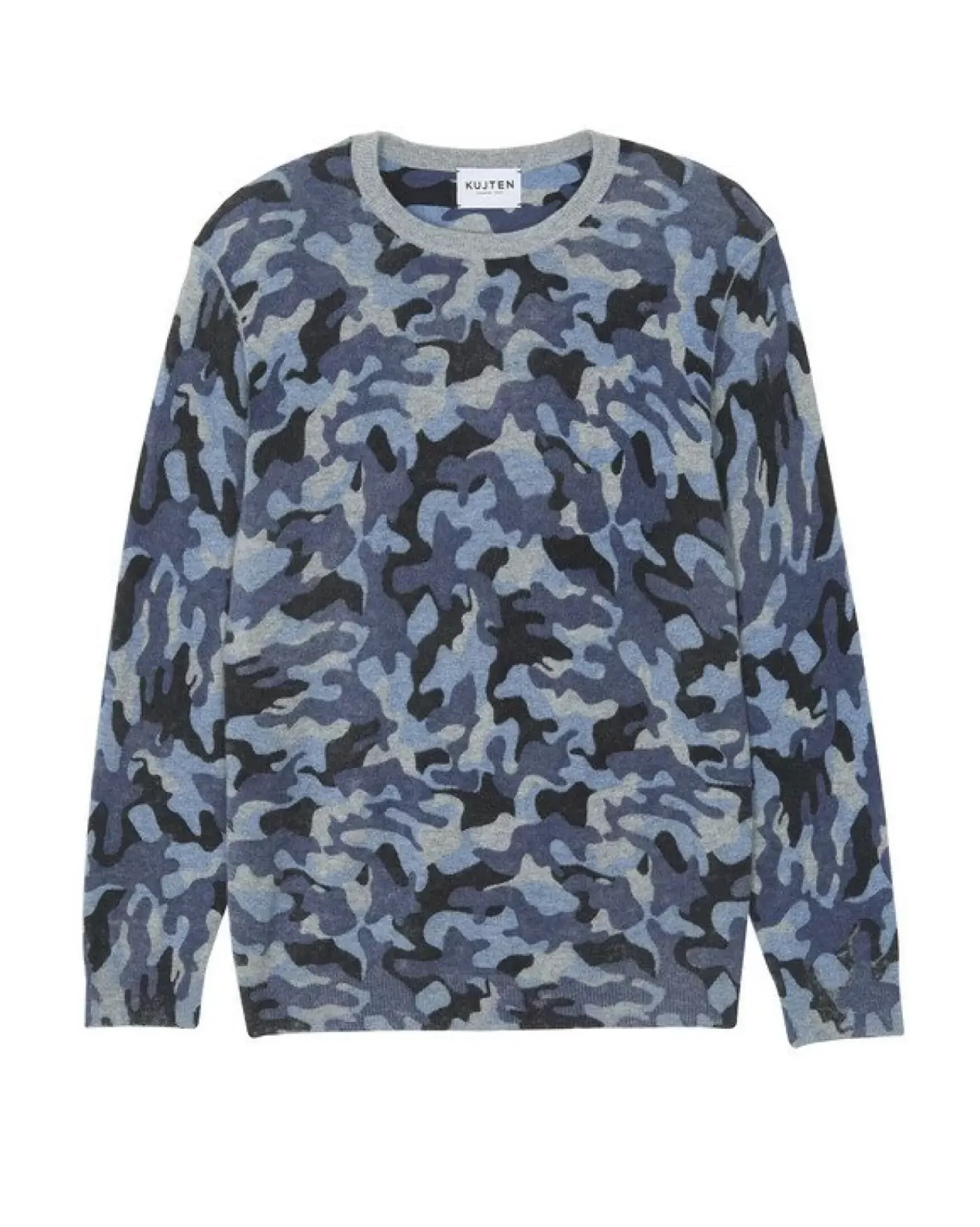 Kujten Sweaters & Sweatshirts>Round Neck Long Sleeve Sweater Bleu Camou