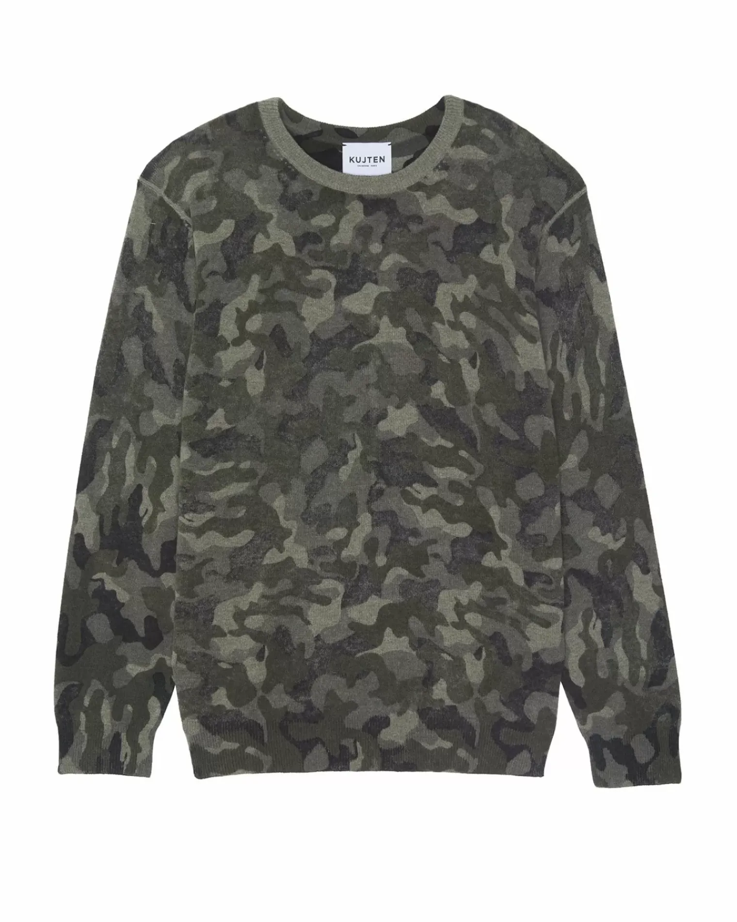 Kujten Sweaters & Sweatshirts>Round Neck Long Sleeve Sweater Kaki Chine