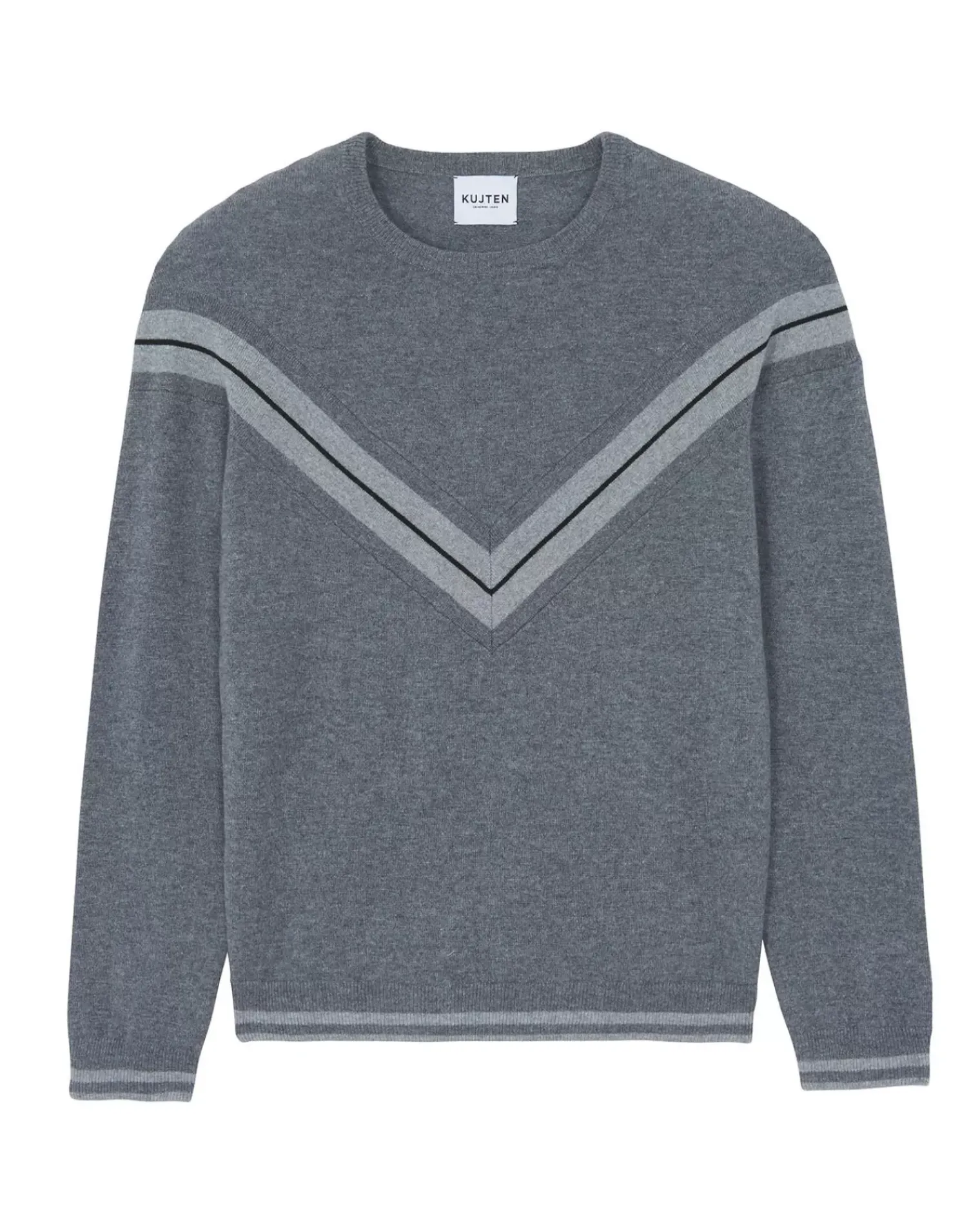Kujten Sweaters & Sweatshirts>Round Neck Long Sleeves Cashmere Sweater Gris Flanelle