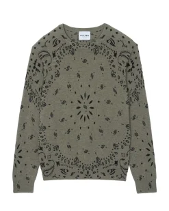 Kujten Sweaters & Sweatshirts>Round Neck Long Sleeves Cashmere Sweater Kaki Chine