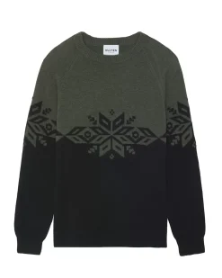 Kujten Sweaters & Sweatshirts>Round Neck Ski Sweater And Long Sleeves Kaki Fonce