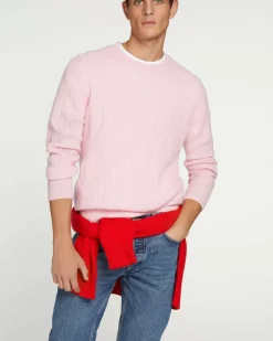 Kujten Sweaters & Sweatshirts>Round Neck Twisted Sweater Candy Pink