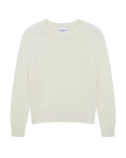 Kujten Sweaters & Sweatshirts>Round-Neck Cashmere Sweater, 4-Threads Blanc
