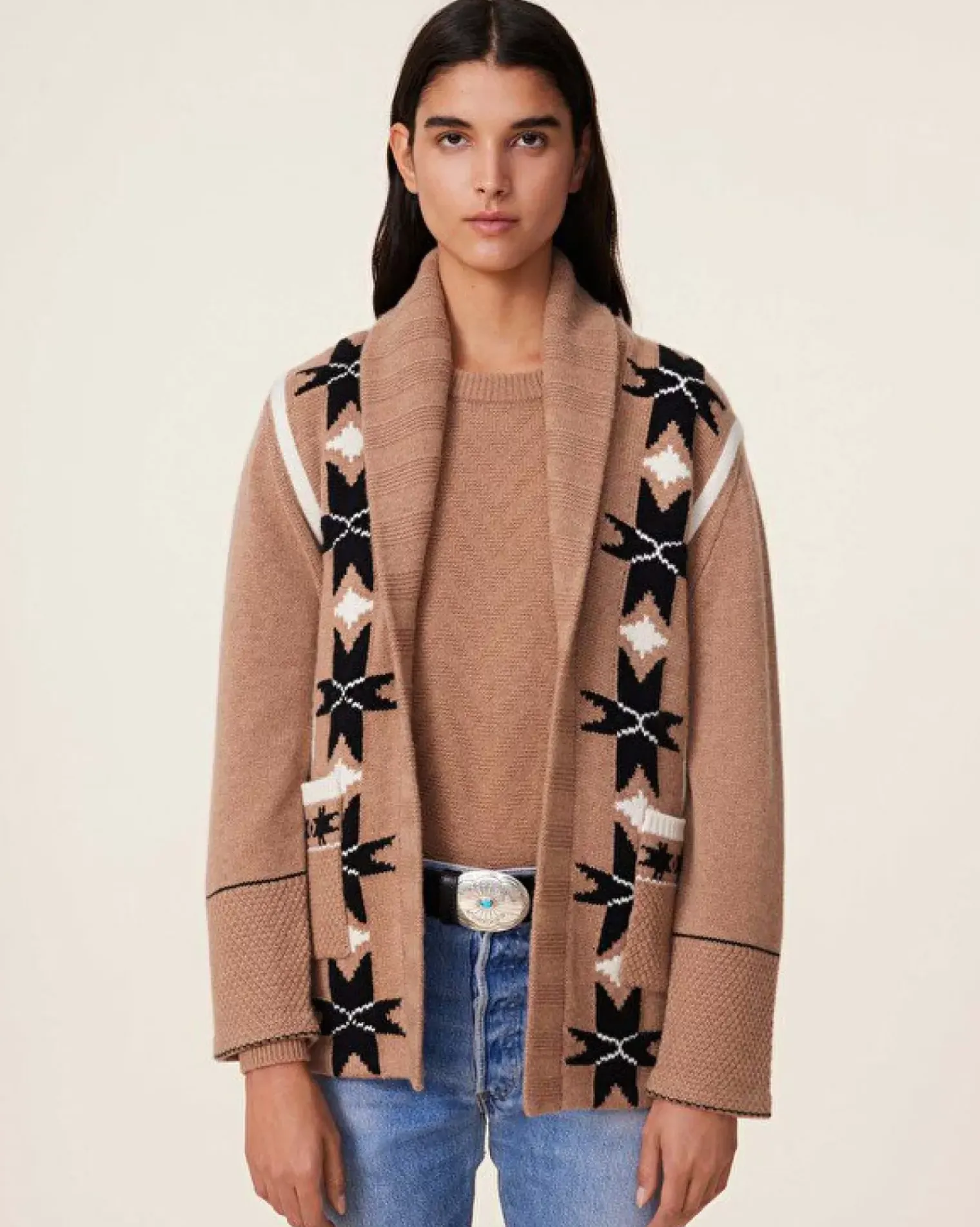 Kujten Jackets & Vests>Shawl Collar Cashmere Cardigan, 12-Threads Camelo