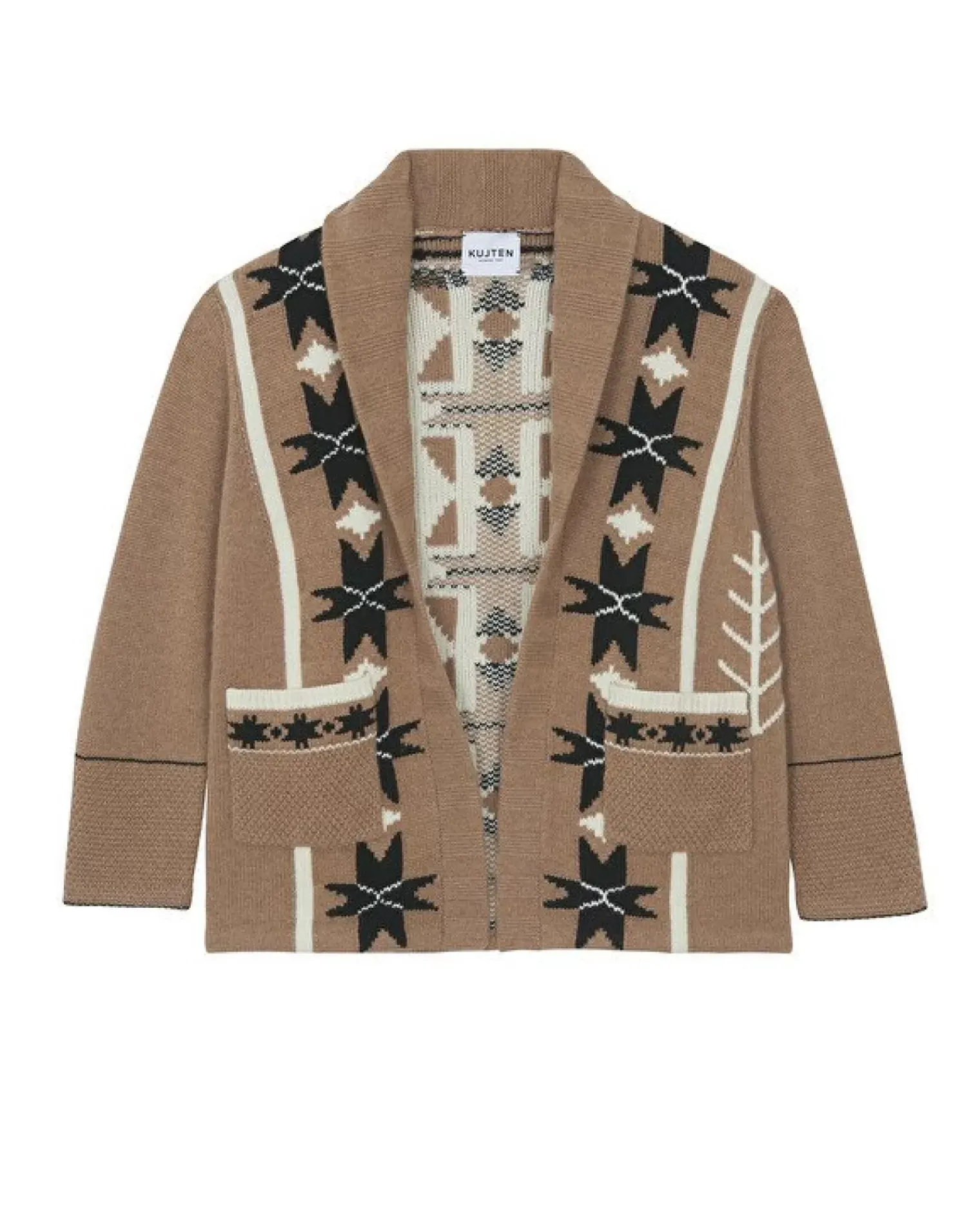 Kujten Jackets & Vests>Shawl Collar Cashmere Cardigan, 12-Threads Camelo
