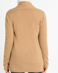 Kujten Jackets & Vests>Shawl Collar Long Cashmere Cardigan Marron Capuccino