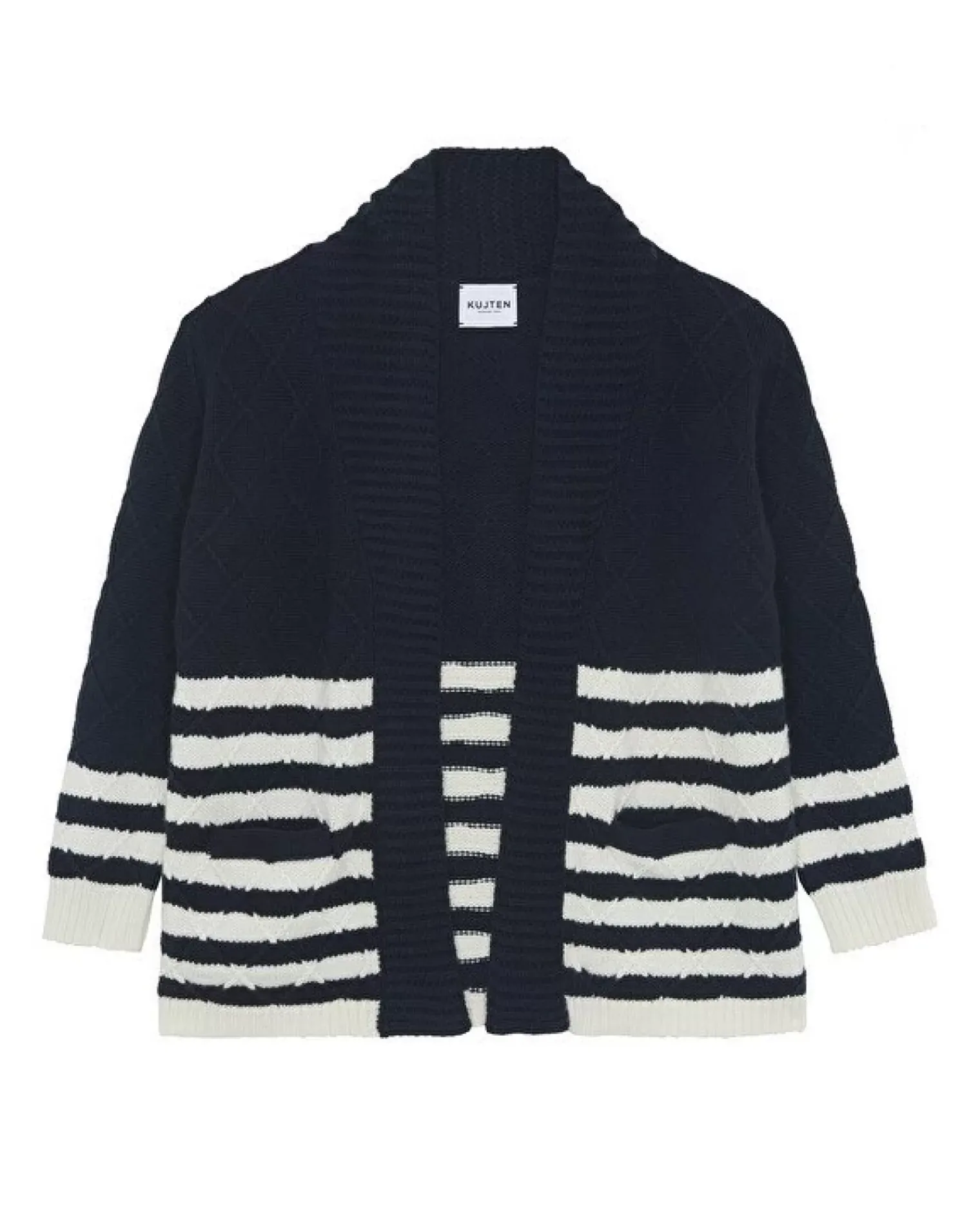 Kujten Jackets & Vests>Shawl Neck Cashmere Cardigan, 10-Threads Bleu Marine Fonce