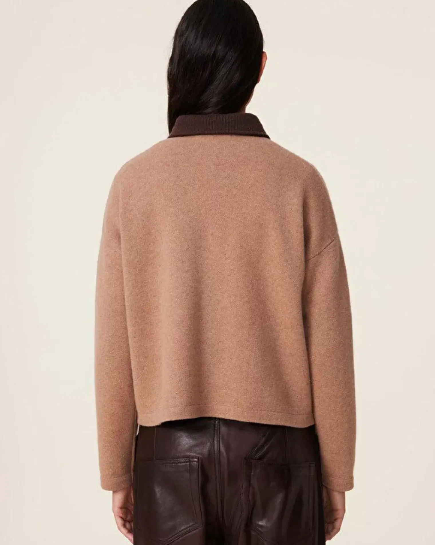 Kujten Jackets & Vests>Short Jacquard Cashmere Jacket, 4-Threads Camelo