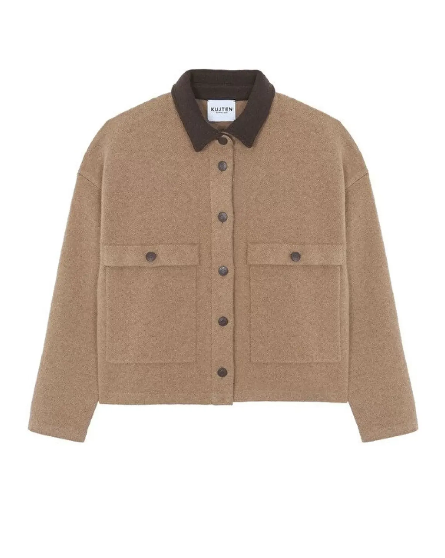 Kujten Jackets & Vests>Short Jacquard Cashmere Jacket, 4-Threads Camelo