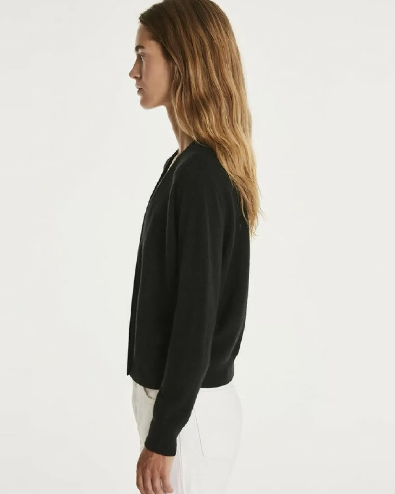 Kujten Jackets & Vests>Short Long Sleeves Cashmere Cardigan Noir
