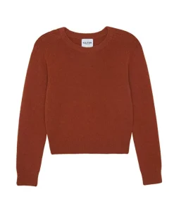 Kujten Sweaters & Sweatshirts>Short Round Neck Cashmere Sweater, 6-Threads Orange Brule