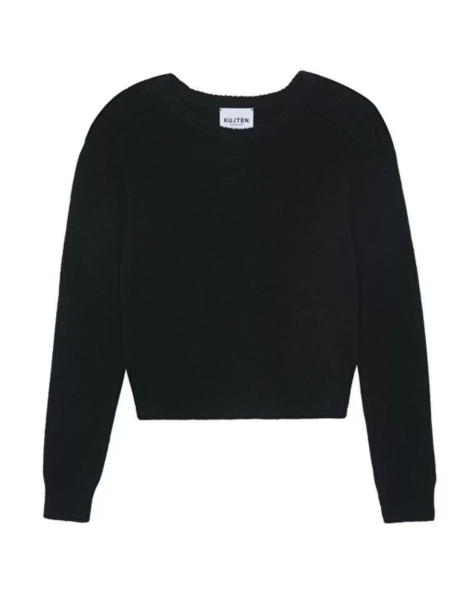 Kujten Sweaters & Sweatshirts>Short Round Neck Cashmere Sweater, 6-Threads Noir