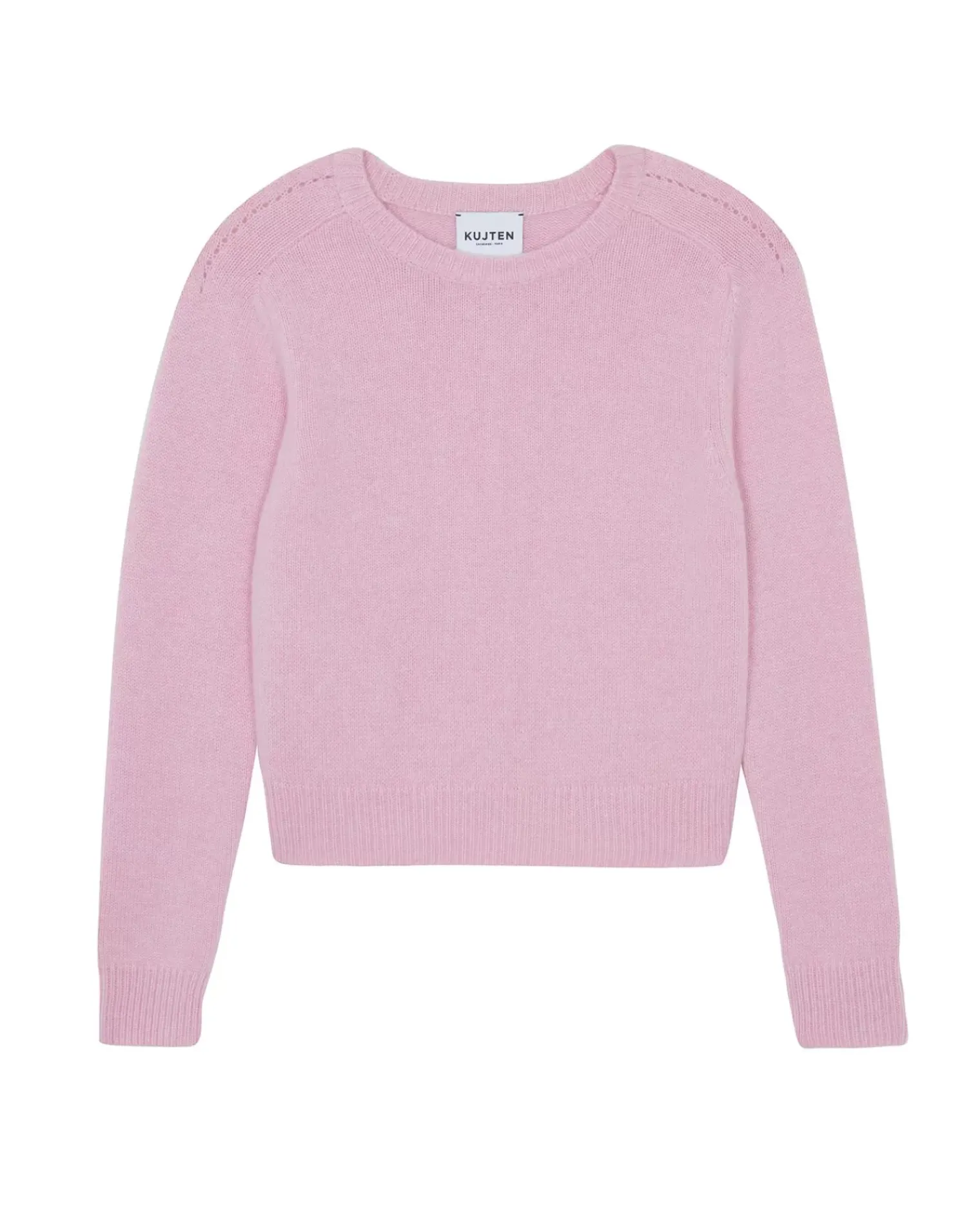 Kujten Sweaters & Sweatshirts>Short Round Neck Cashmere Sweater, 6-Threads Candy Pink